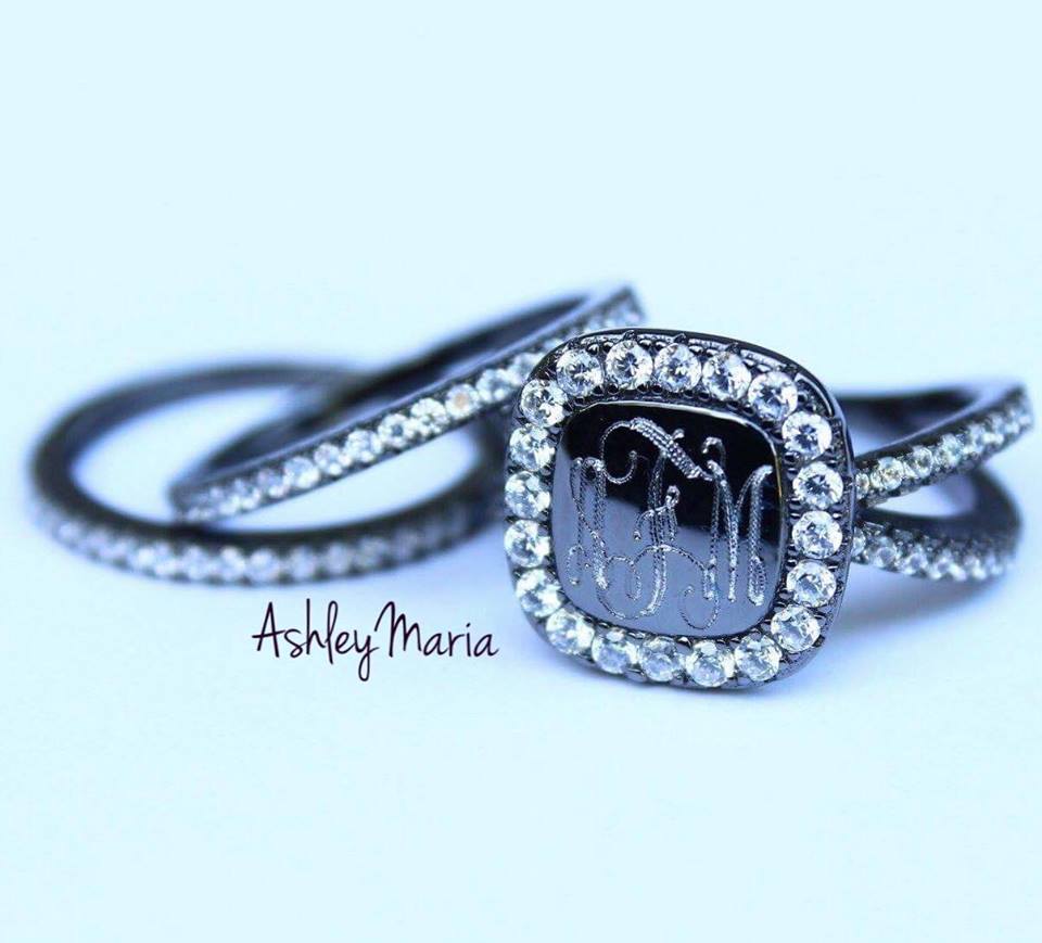zilveren anastasia ring Sieraden Ringen Stapelbare ringen sterling zilveren stapelbare ring monogram ring 